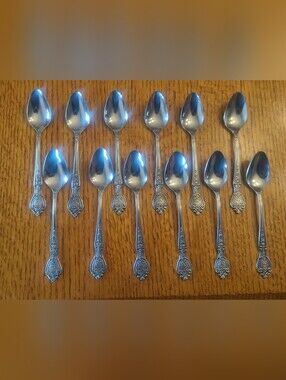 Normandy │ 12 Stainless Teaspoons │Made In Japan│Floral Pattern │Maker Unknown